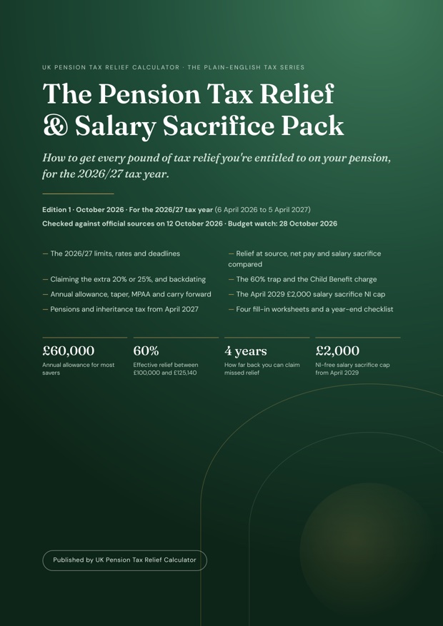 Cover of Pension Tax Relief & Salary Sacrifice Pack 2026/27